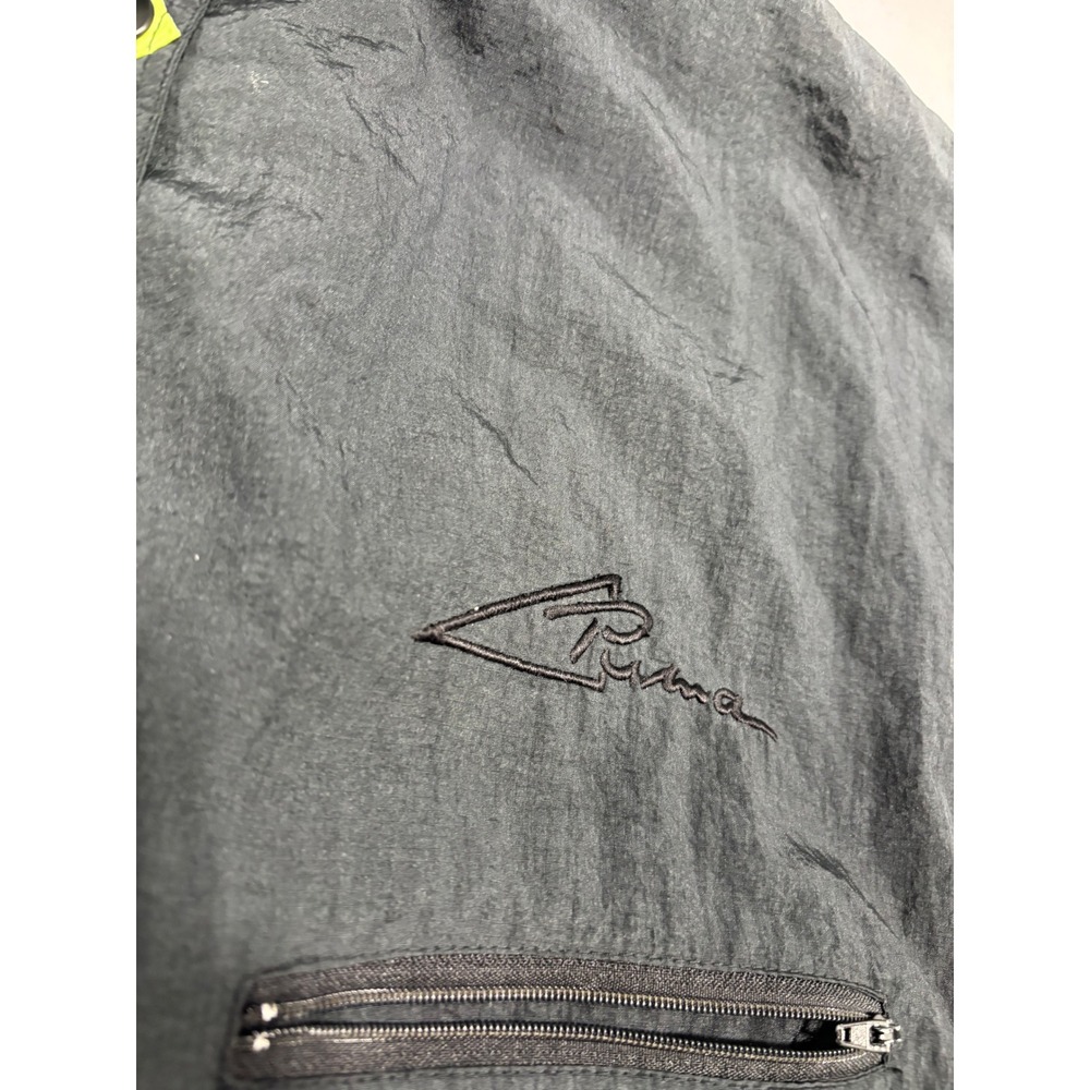 Vintage Puma Windbreaker Jacket Black Neon Green Purple‎ Geometric Women Medium - Picture 3 of 7
